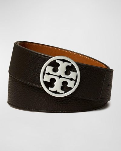 Tory Burch Miller Logo Reversible Belt - Black