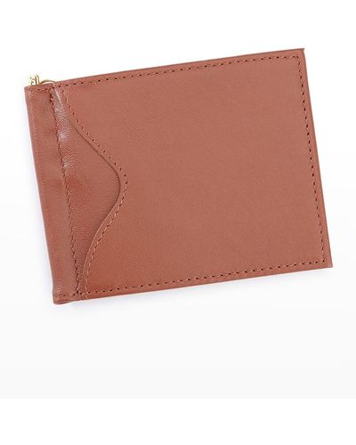 ROYCE New York Personalized Leather Rfid-Blocking Money Clip - Brown