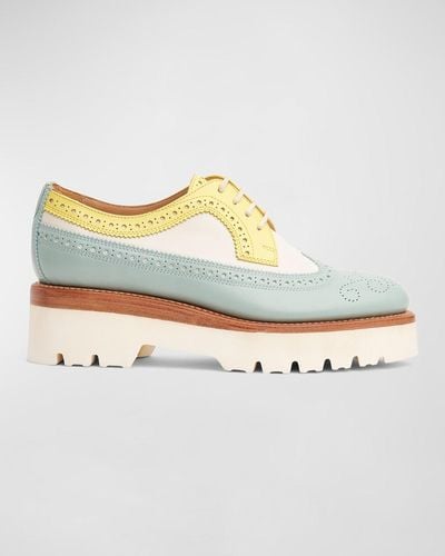 The Office Of Angela Scott Miss Lucy Multicolored Wing-Tip Platform Loafers - White