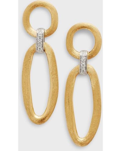 Marco Bicego Jaipur Link 18k Yellow & White Gold Mixed Link Diamond Drop Earrings - Metallic