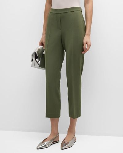 Theory Treeca Cropped Pull-On Pants - Green