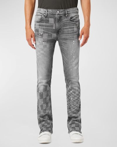 Hudson Jeans Walker Kick Flare Checkered Jeans - Gray