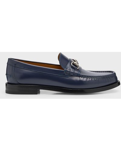 Gucci Kaveh Leather Bit Loafers - Blue
