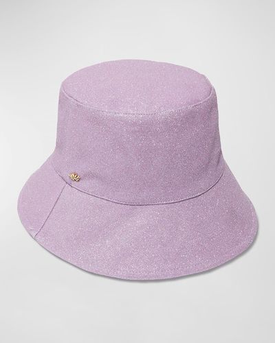 Lele Sadoughi Glitter Bucket Hat W/ Logo Charm - Purple