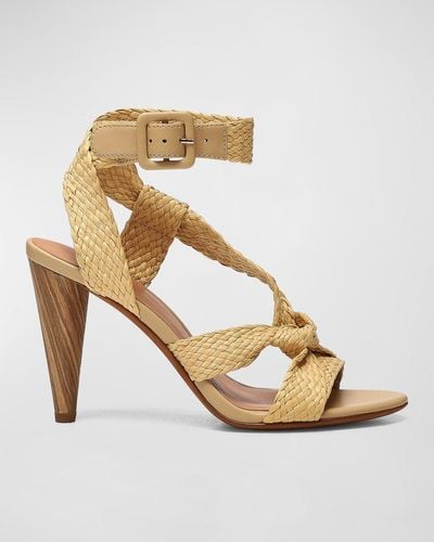 Joie Celyno Raffia Knot Ankle-strap Sandals - Metallic