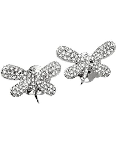 Staurino 18k White Gold Diamond Dragonfly Stud Earrings