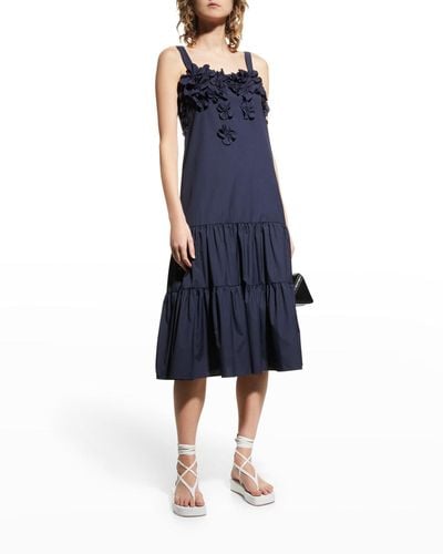 Jason Wu Tiered Floral-Embellished Dress - Blue