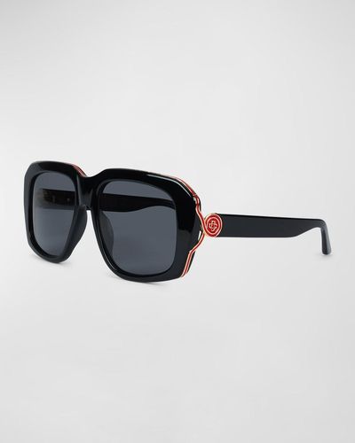 Casablancabrand Contrast Rim Logo Square Acetate & Nylon Sunglasses - Black
