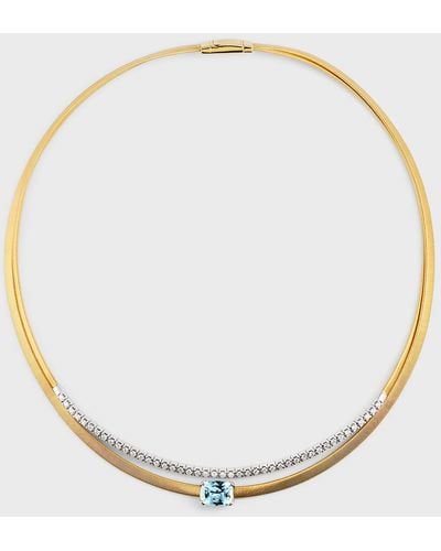 Marco Bicego 18k Masai Yellow Gold Necklace With Diamonds And Aquamarine - Natural
