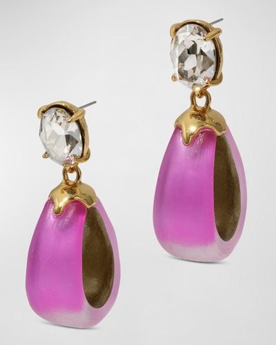 Alexis Bonbon Crystal Lucite Small Teardrop Hoop Earrings - Pink