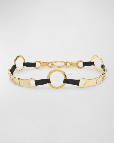 Streets Ahead Golden Ring Flexible Zinc & Leather Belt - Metallic