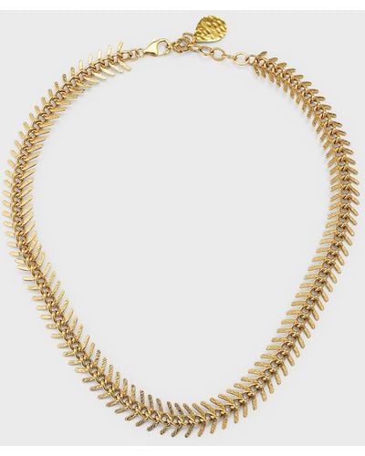 Devon Leigh Herringbone Chain Necklace - Metallic