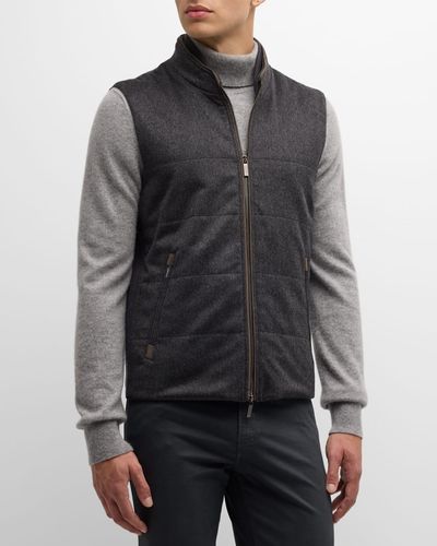 Baldassari Cashmere Full-zip Vest - Gray
