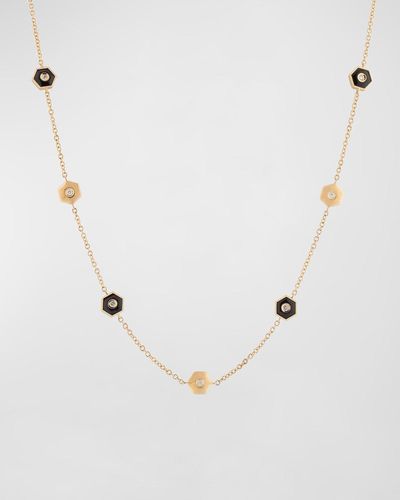 Miseno Baia Sommersa 18k Yellow Gold Long Necklace With White Diamonds And Onyx