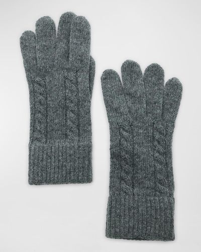 Portolano Cashmere Cable Knit Gloves - Blue