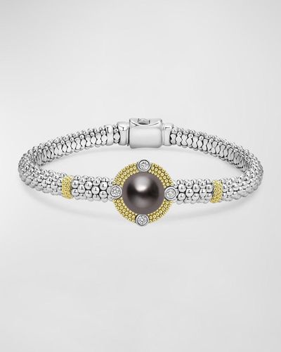 Lagos Luna Sterling And 18K Caviar Beaded Bracelet With Pearl - Metallic