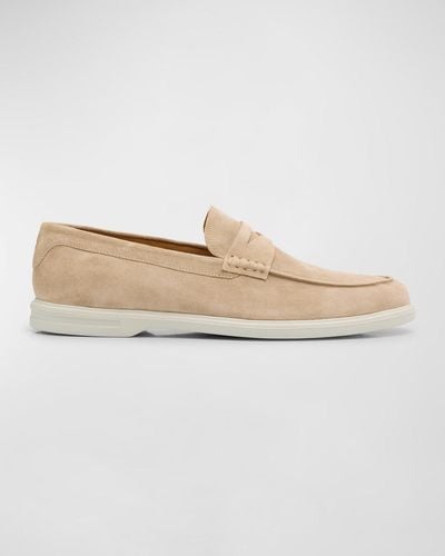 Peter Millar Excursionist Suede Penny Loafers - White