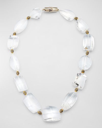 Verdura 18K Rock Crystal And Diamond Necklace - White
