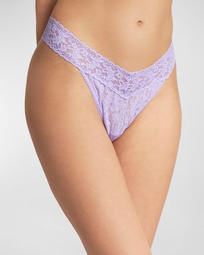 Hanky Panky Stretch Lace Traditional-rise Thong - Purple