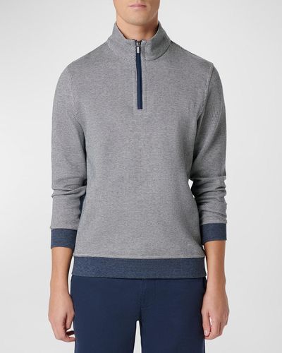 Bugatchi Knit Quarter-Zip Sweater - Gray