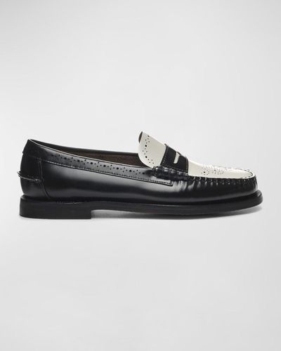 Sebago Dan Perforated Leather Penny Loafers - Black