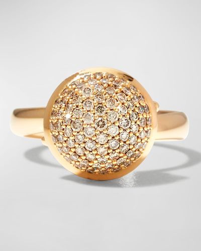 Tamara Comolli Rose Gold Brown Pave Diamond Bouton Ring, Size 7 - Metallic