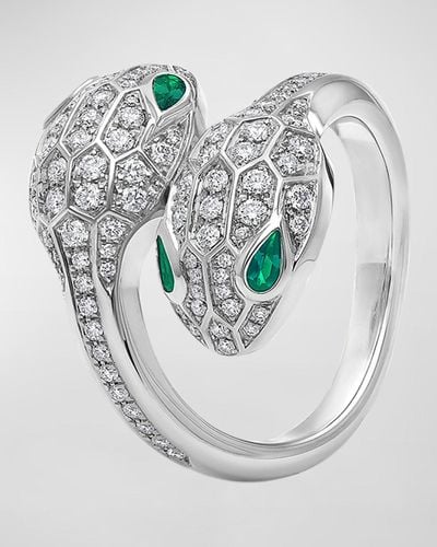 BVLGARI Serpenti Seduttori Ring With Emeralds And Diamonds, Eu 50 / Us 6.25 - Gray