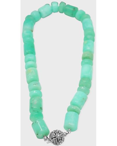 Stephen Dweck Natural & Sculpted Flower Clasp Necklace - Green