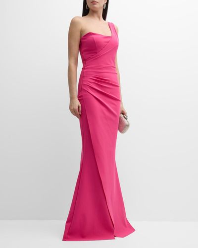 La Petite Robe Di Chiara Boni Gredel One-shoulder Pleated Mermaid Gown - Pink