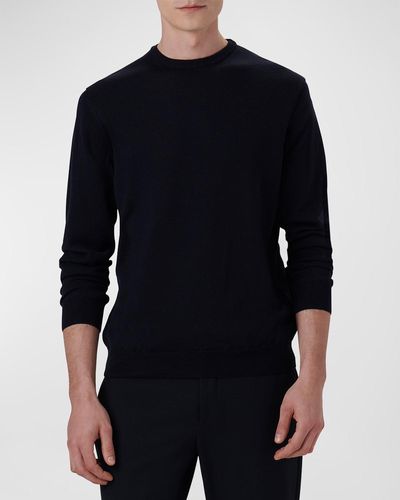 Bugatchi Super Merino Wool Crewneck Sweater - Black
