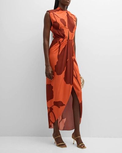 Johanna Ortiz Red Inspiring Vistas Crossover Sleeveless Maxi Dress - Orange