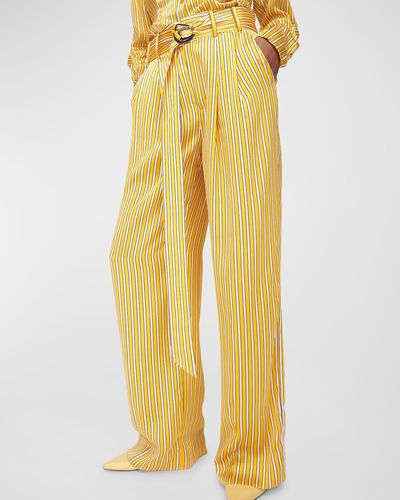 Equipment Armand Striped Wide-leg Silk Palazzo Pants - Yellow