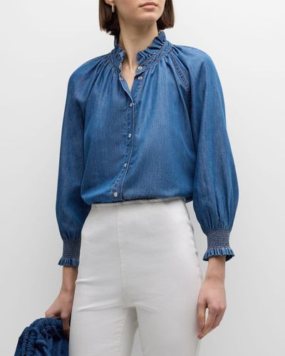 Veronica Beard Calisto Chambray Shirt - Blue