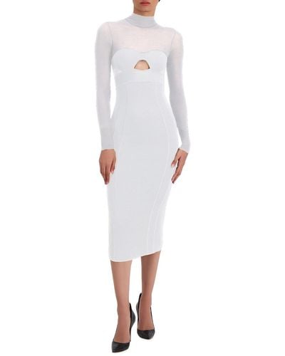Hervé Léger Corset Cutout Body-con Midi Dress - White