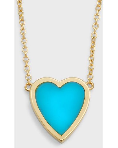 Jennifer Meyer 18k Mini Inlay Heart Necklace - Blue