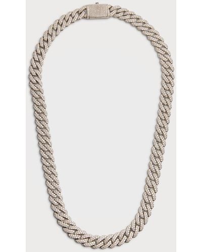Neiman Marcus 18k White Gold Diamond Curb Link Chain, 22"l - Multicolor