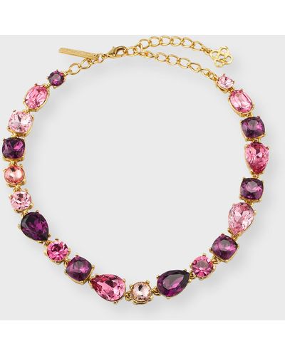 Oscar de la Renta Crystal Gallery Necklace - Pink