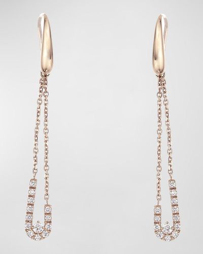 Krisonia 18k Rose Gold Chain Earrings With Diamonds - White