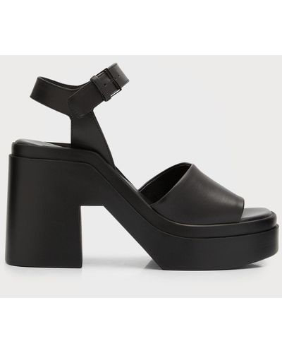CLERGERIE PARIS Nelio Calfskin Ankle-Strap Platform Sandals - Black