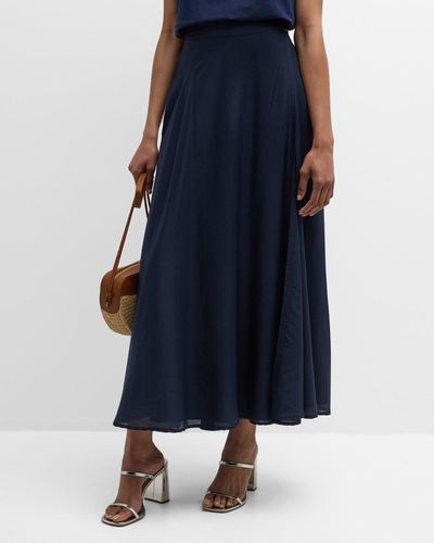 Xirena Gable A-Line Cotton-Silk Maxi Skirt - Blue