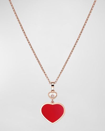 Chopard Happy Hearts 18k Rose Gold & Diamond Pendant Necklace - White