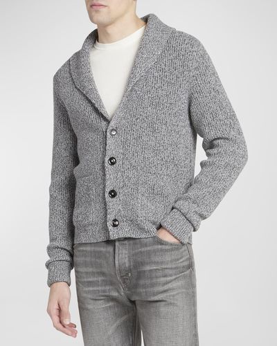 Tom Ford Cashmere Shawl Collar Cardigan Sweater - Gray