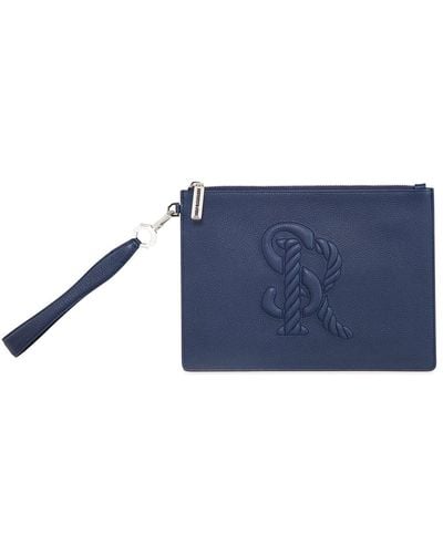 Stefano Ricci Small Logo Leather Zip Wallet - Blue