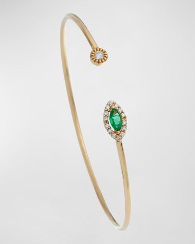 Krisonia 18k Yellow Gold Bracelet With Diamonds And Emerald Marquise - White
