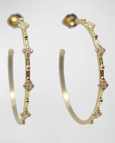 Armenta 18K Diamond Crivelli Hoop Earrings - White