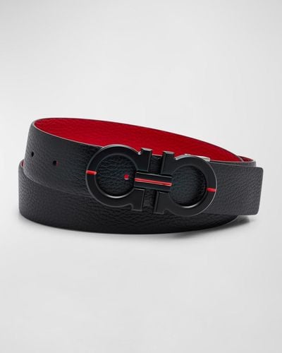 Ferragamo Gancini Reversible Leather Belt - Red