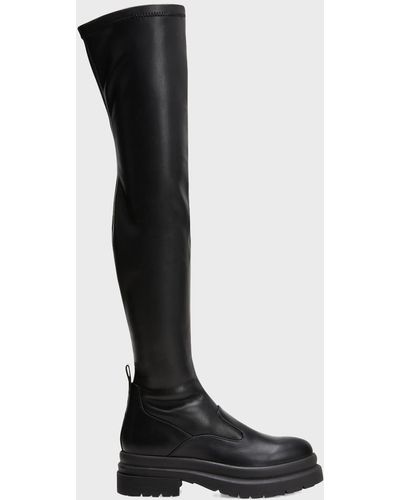 JW Anderson Leather Over-The-Knee Legging Boots - Black