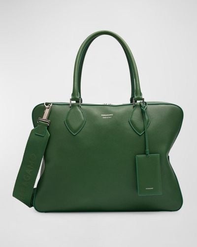 Ferragamo Star Leather Tote Bag - Green