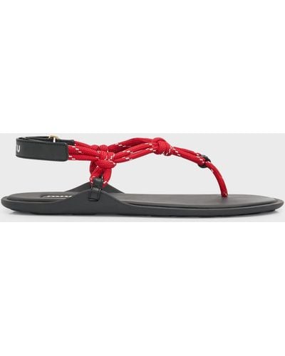 Miu Miu Sporty Rope Thong Slingback Sandals - Red
