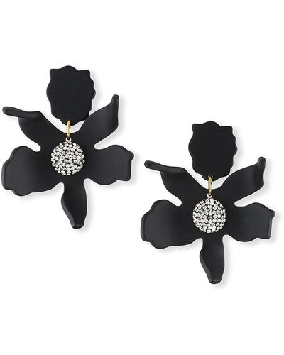 Lele Sadoughi Small Crystal Lily Drop Earrings - Black